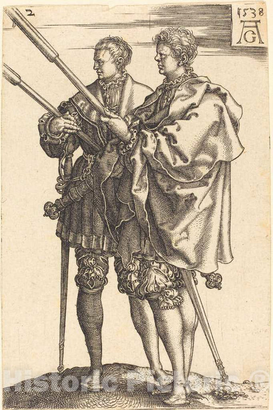 Art Print : Aldegrever, Large Wedding Dancers, 1538 - Vintage Wall Art