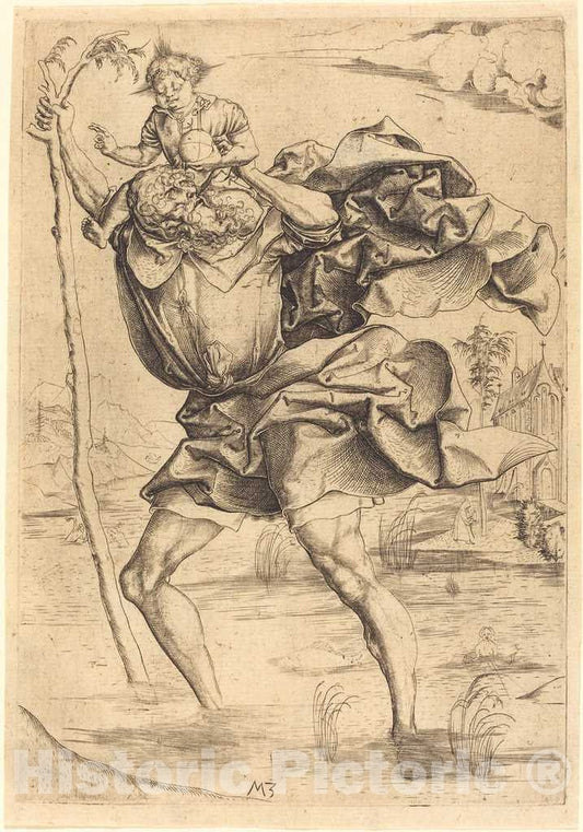 Art Print : Saint Christopher, c. 1500 - Vintage Wall Art