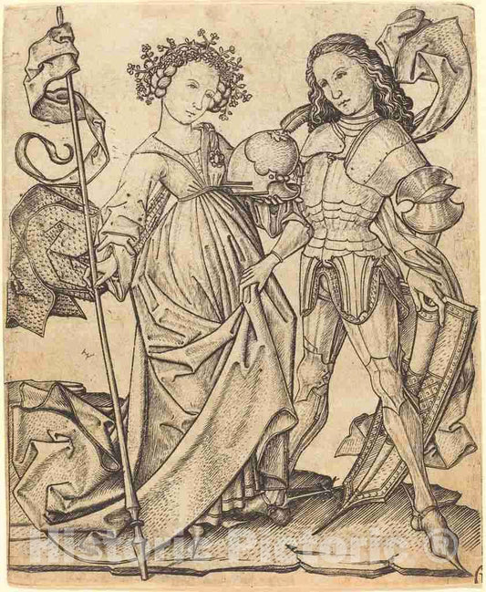 Art Print : The Knight and The Lady, c.1463 - Vintage Wall Art