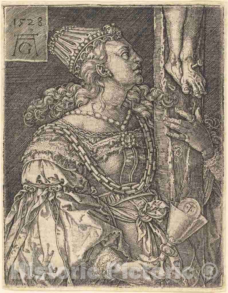 Art Print : Aldegrever, Faith, 1528 - Vintage Wall Art