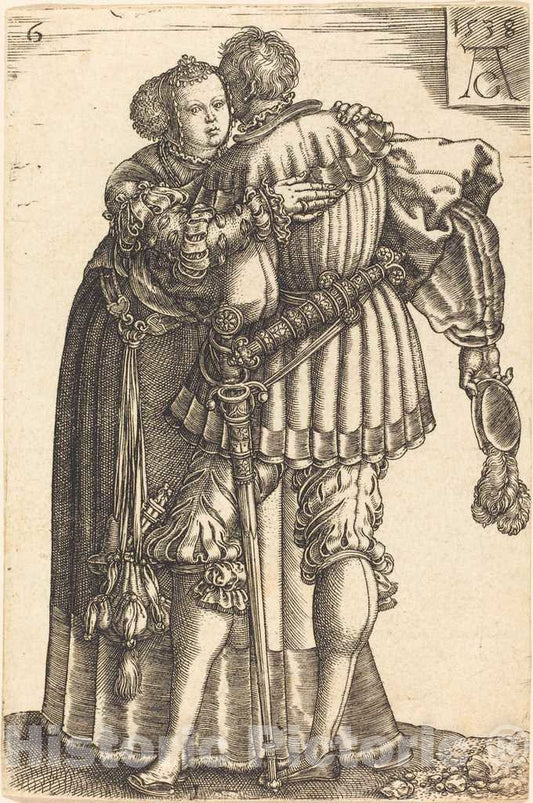 Art Print : Aldegrever, Large Wedding Dancers, 1538 - Vintage Wall Art