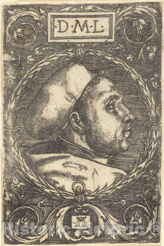 Art Print : Albrecht Altdorfer, Martin Luther, c. 1525 - Vintage Wall Art
