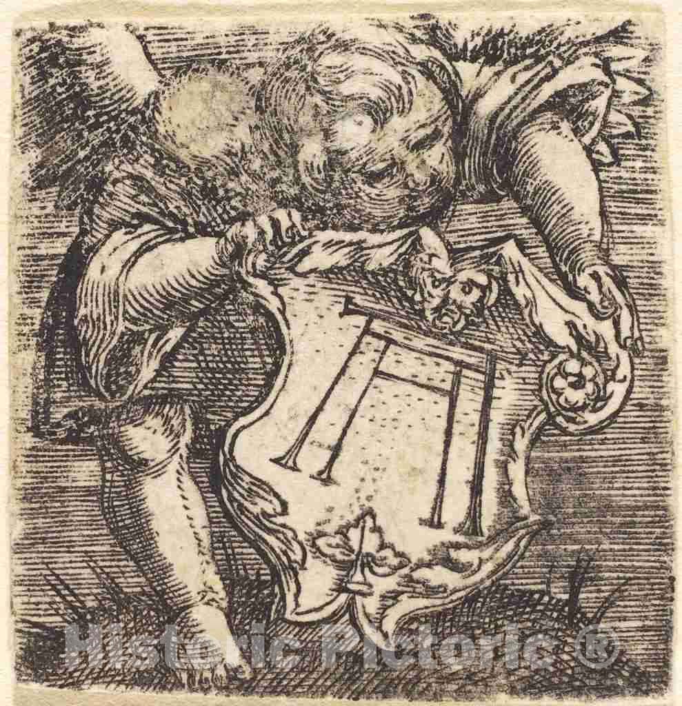 Art Print : Albrecht Altdorfer, Genii with Altdorfer's Schram, c. 1520 - Vintage Wall Art