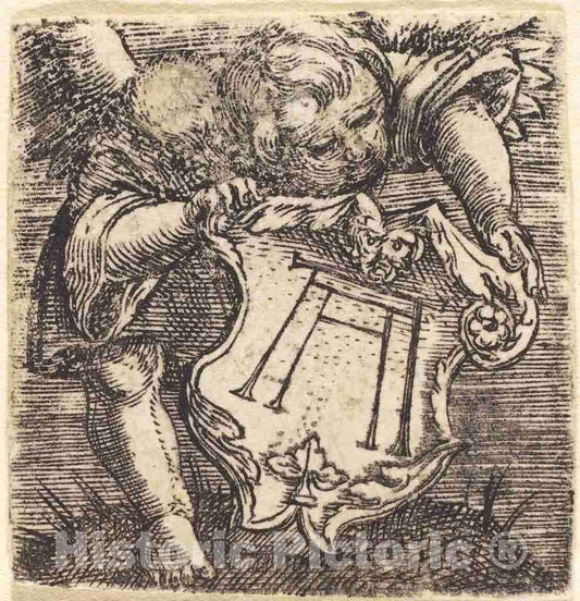 Art Print : Albrecht Altdorfer, Genii with Altdorfer's Schram, c. 1520 - Vintage Wall Art