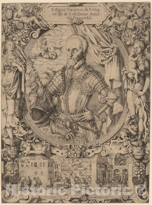Art Print : Jost Amman, Gaspar de Coligny, 1573 - Vintage Wall Art