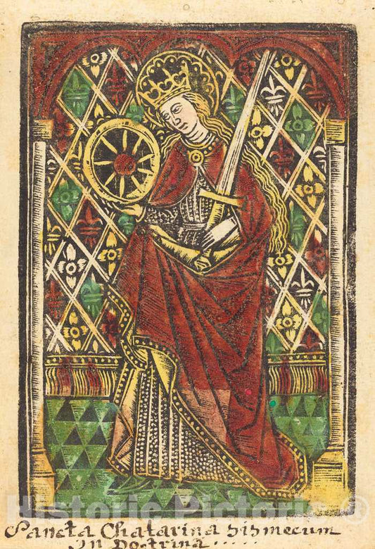 Art Print : Protective Saints of Cologne, Saint Catherine, 1480 or After - Vintage Wall Art