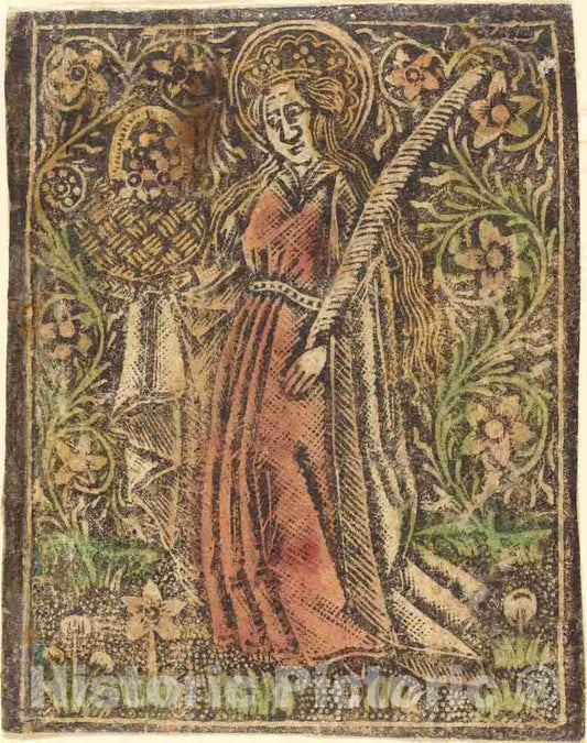 Art Print : Aachen Madonna, Saint Dorothy, c. 1480 - Vintage Wall Art