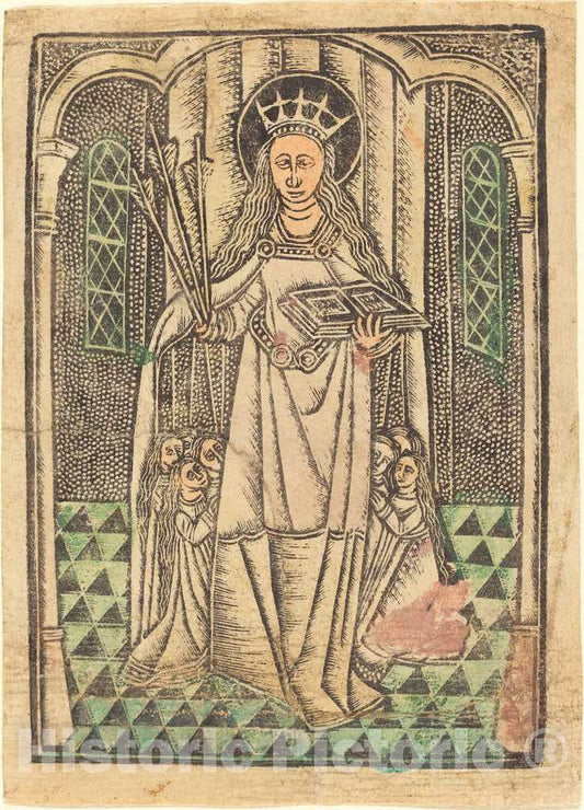 Art Print : Saint Ursula as Protectress, in or After 1480 - Vintage Wall Art