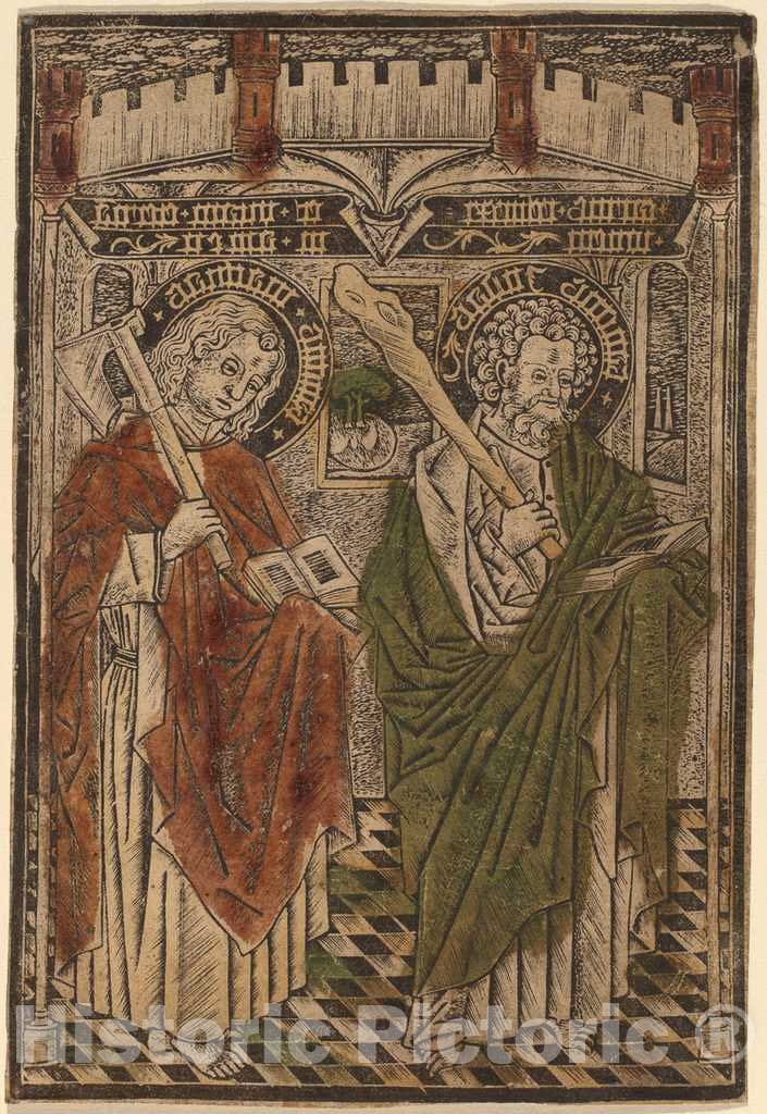 Art Print : Saint Matthias and Saint Jude with Articles from The Credo, c.1455 - Vintage Wall Art