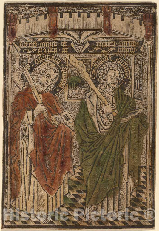 Art Print : Saint Matthias and Saint Jude with Articles from The Credo, c.1455 - Vintage Wall Art