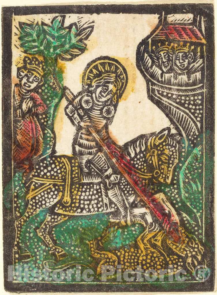 Art Print : Aachen Madonna, Saint George, c.1475 - Vintage Wall Art