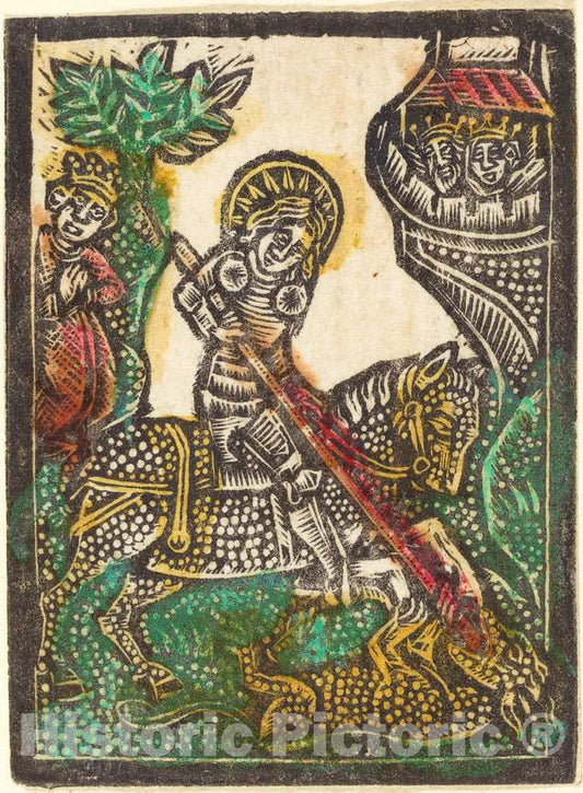 Art Print : Aachen Madonna, Saint George, c.1475 - Vintage Wall Art