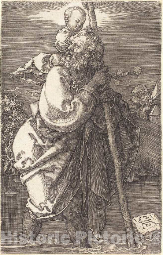 Art Print : Albrecht DÃ¼rer, Saint Christopher Facing Left, 1521 - Vintage Wall Art