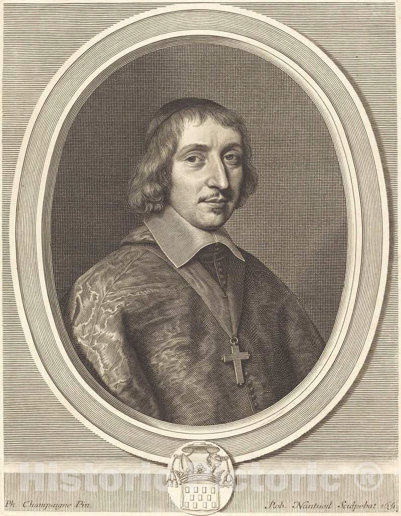 Art Print : Nanteuil After Champaigne, Philibert-Emmanuel de Beaumanoir Lavardin, 1651 - Vintage Wall Art