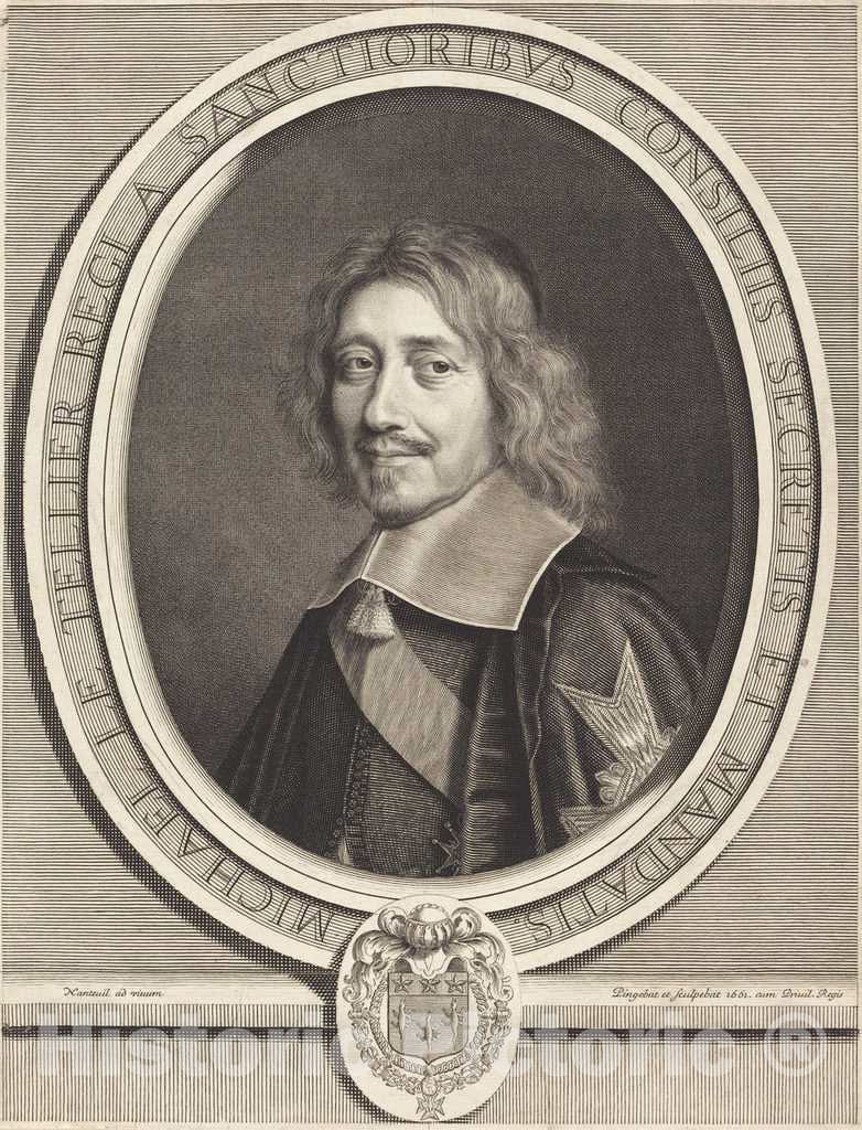 Art Print : Robert Nanteuil, Chancellor Michel Le Tellier, 1661 - Vintage Wall Art