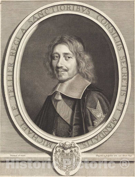 Art Print : Robert Nanteuil, Chancellor Michel Le Tellier, 1661 - Vintage Wall Art