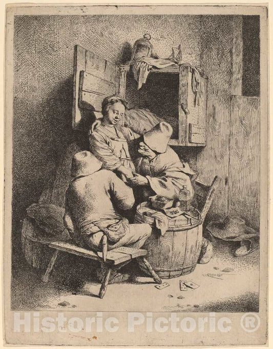 Art Print : Cornelis Bega, The Flirtation of a Young Innkeeper - Vintage Wall Art
