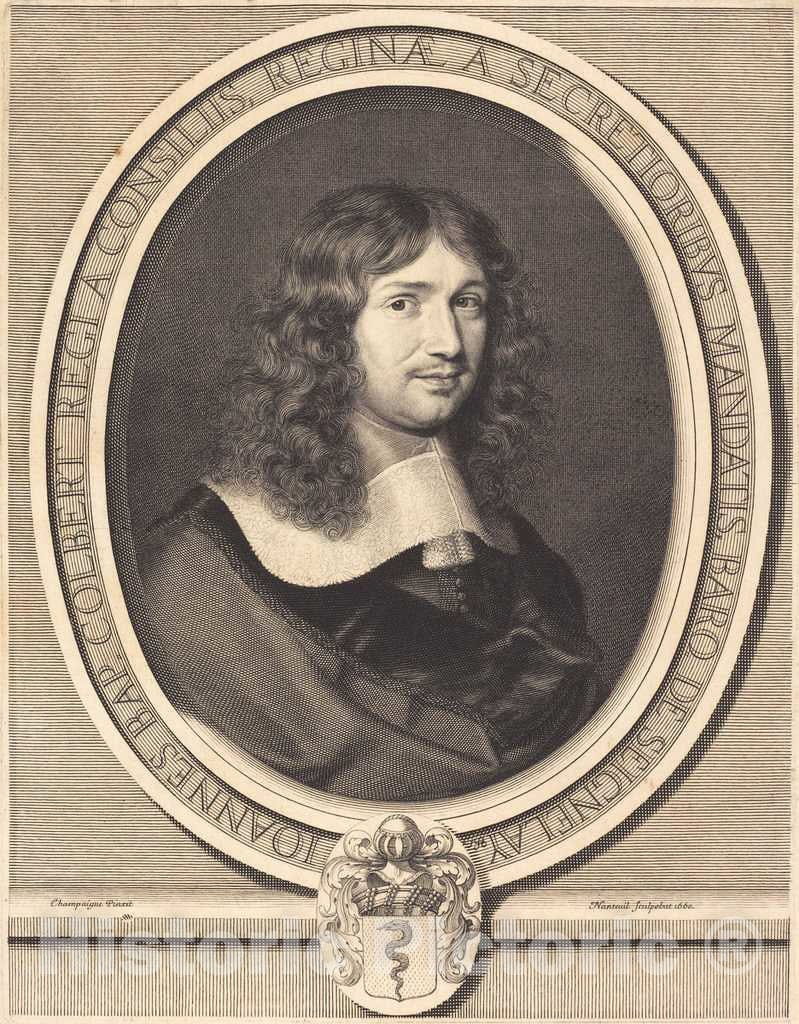 Art Print : Nanteuil After Champaigne, Jean-Baptiste Colbert, 1660 - Vintage Wall Art