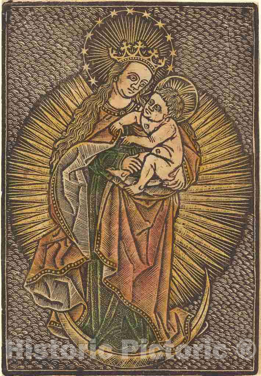 Art Print : Madonna and Child in Glory, Fourth Quarter 15th Century - Vintage Wall Art