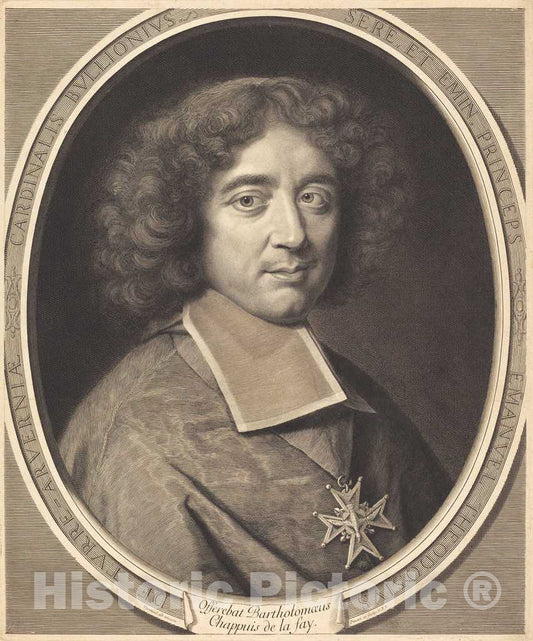 Art Print : Robert Nanteuil, Cardinal de Bouillon, 1678 - Vintage Wall Art