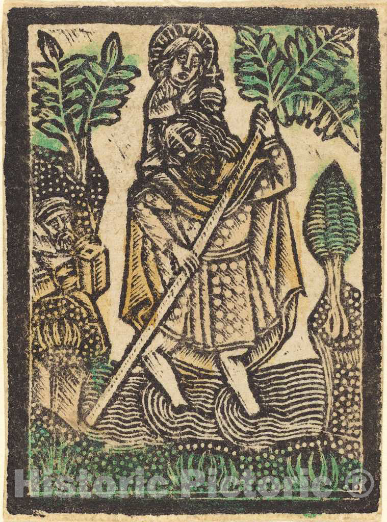 Art Print : Aachen Madonna, Saint Christopher, c.1475 - Vintage Wall Art