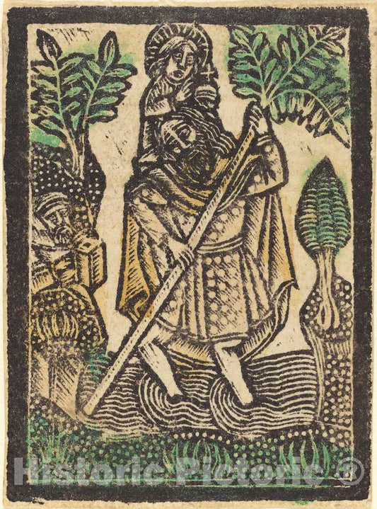 Art Print : Aachen Madonna, Saint Christopher, c.1475 - Vintage Wall Art
