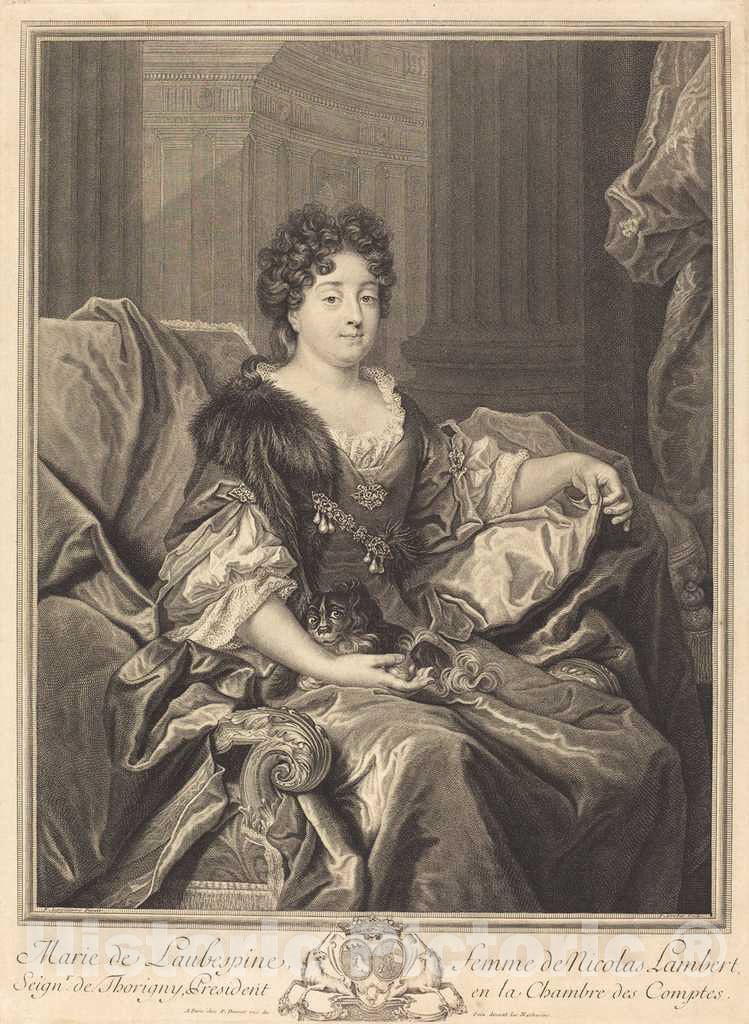 Art Print : Drevet After Nicolas de Largillierre, Marie de Laubespine - Vintage Wall Art