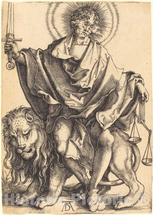 Art Print : Albrecht DÃ¼rer, Sol Iustitiae (Sun of Righteousness), c.1500 - Vintage Wall Art