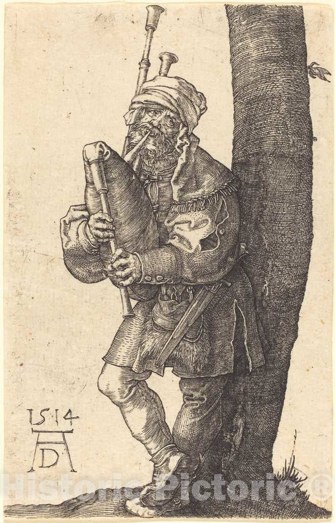 Art Print : Albrecht DÃ¼rer, Bagpiper, 1514 - Vintage Wall Art