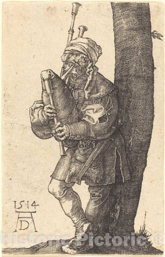 Art Print : Albrecht DÃ¼rer, Bagpiper, 1514 - Vintage Wall Art