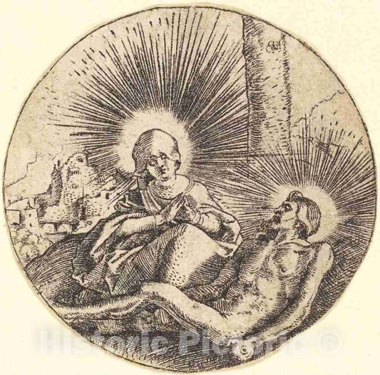 Art Print : Hans Baldung Grien, Maria Kneeling Over Corpse of Christ - Vintage Wall Art