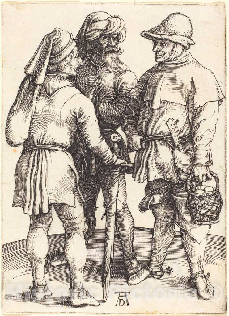 Art Print : Albrecht DÃ¼rer, Three Peasants in Conversation, c. 1497 - Vintage Wall Art