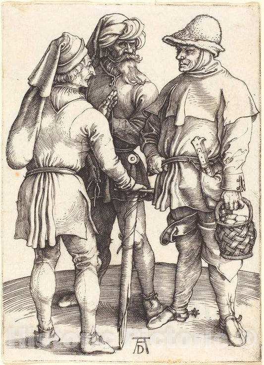 Art Print : Albrecht DÃ¼rer, Three Peasants in Conversation, c. 1497 - Vintage Wall Art