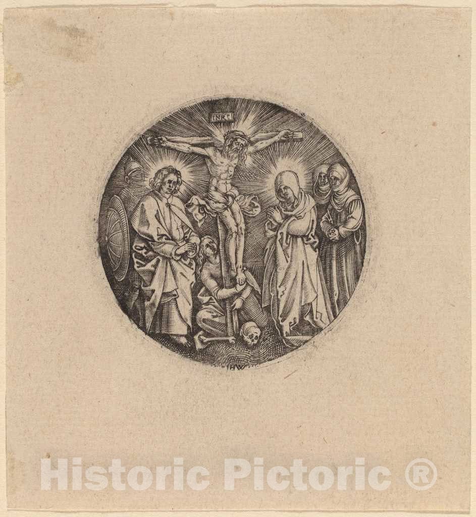 Art Print : Wierix After DÃ¼rer, The Crucifixion Called The Sword Pommel of Maxmilian - Vintage Wall Art