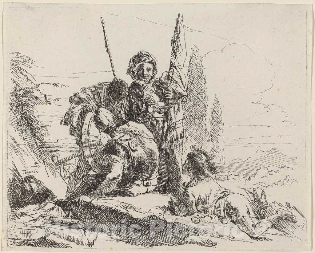 Art Print : Giovanni Battista Tiepolo, Three Soldiers and a Youth, 1785 - Vintage Wall Art