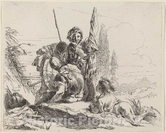 Art Print : Giovanni Battista Tiepolo, Three Soldiers and a Youth, 1785 - Vintage Wall Art