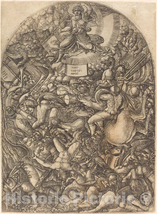 Art Print : Jean Duvet, The Angel in The Sun Calling The Birds of Prey, c.1551 - Vintage Wall Art