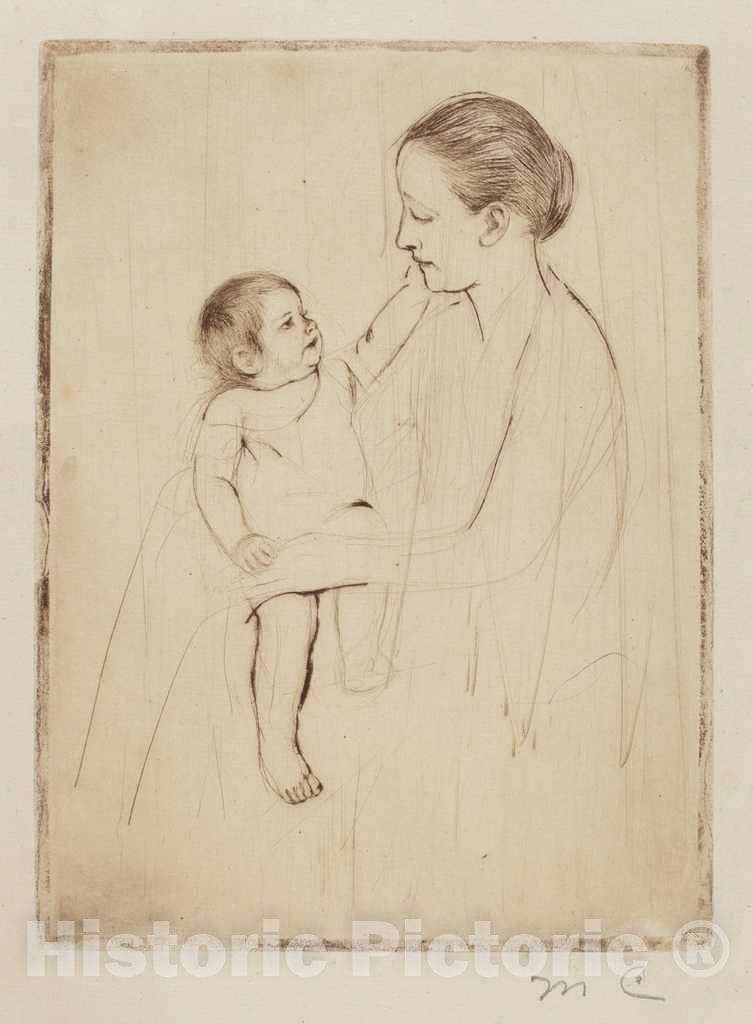 Art Print : Mary Cassatt, The Caress, c. 1891 - Vintage Wall Art