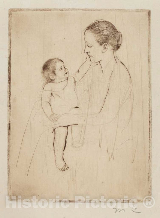 Art Print : Mary Cassatt, The Caress, c. 1891 - Vintage Wall Art