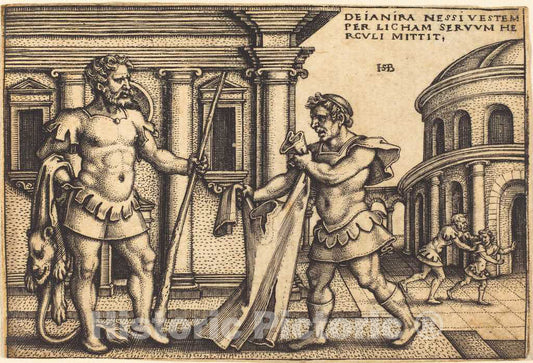 Art Print : Sebald Beham, Lycus Bringing The Garment of Nessus to Hercules, c.1545 - Vintage Wall Art