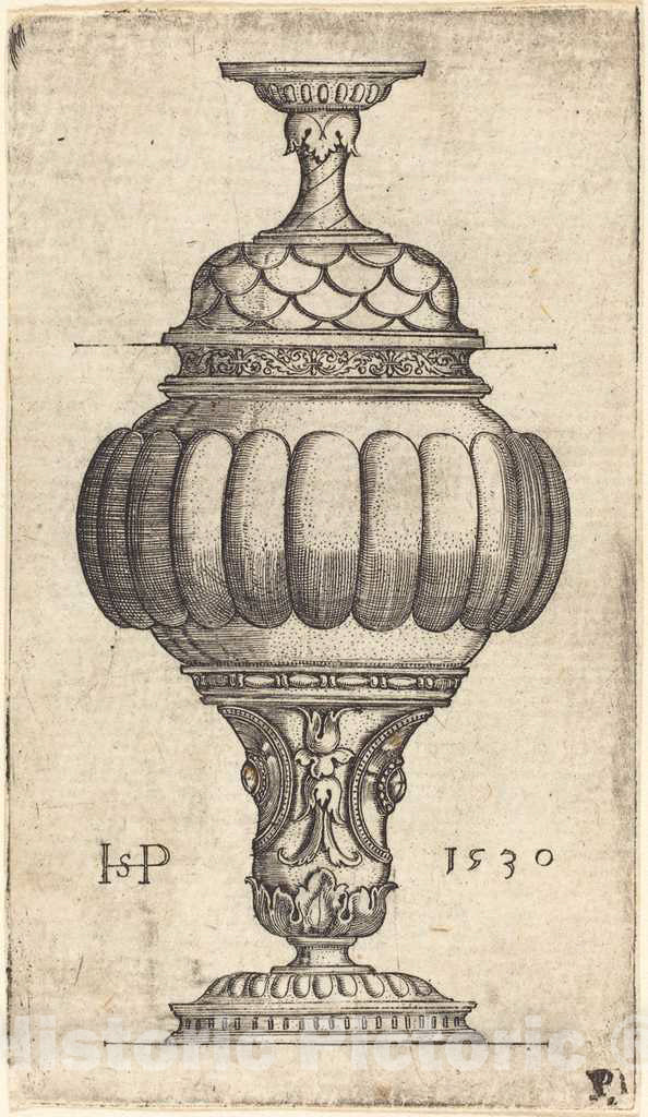 Art Print : Sebald Beham, Double Goblet with Oval Decorations, 1530 - Vintage Wall Art