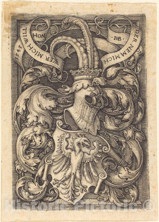 Art Print : Sebald Beham, Coat of Arms with an Eagle, 1543 - Vintage Wall Art