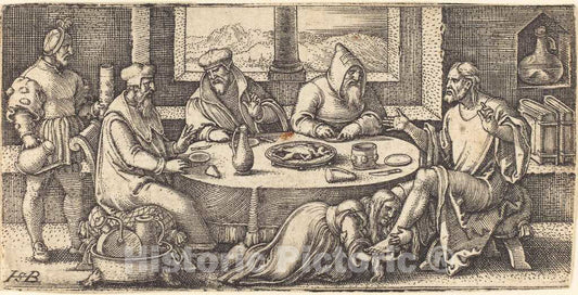 Art Print : Sebald Beham, Christ in The House of Simon The Pharisee - Vintage Wall Art