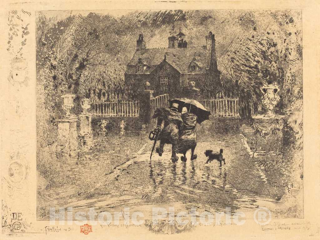 Art Print : FÃ©lix-Hilaire Buhot, Les Voisins de Campagne (Country Neighbors), c.1880 - Vintage Wall Art