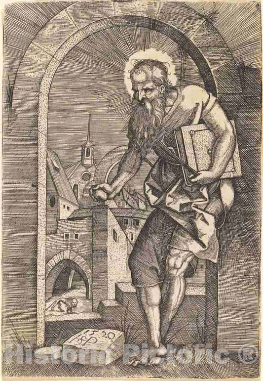 Art Print : Sebald Beham, Saint Jerome at The Arch, 1520 - Vintage Wall Art