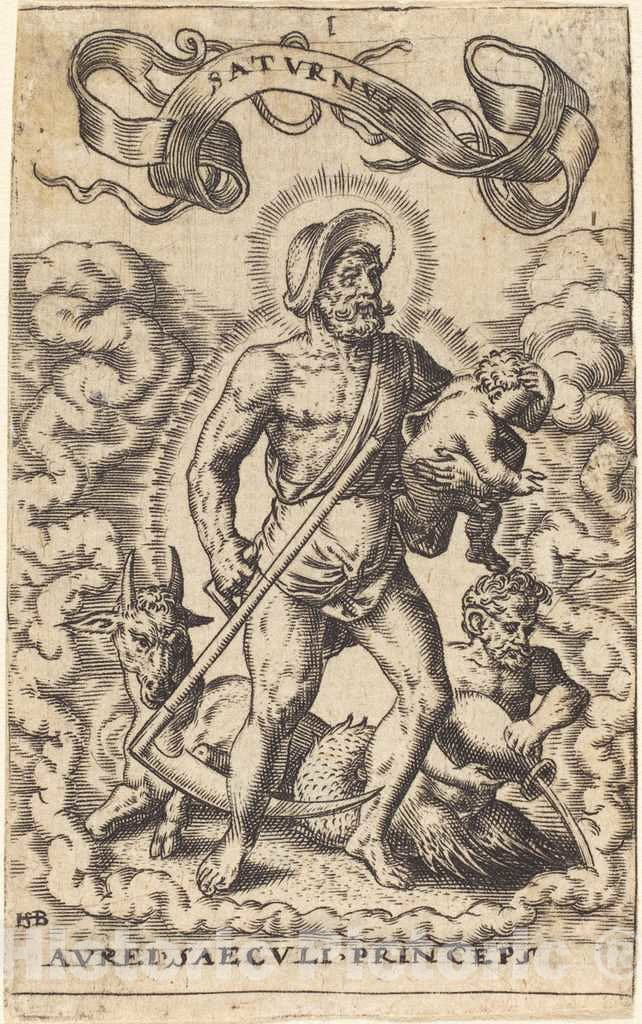 Art Print : Sebald Beham, Saturn - Vintage Wall Art