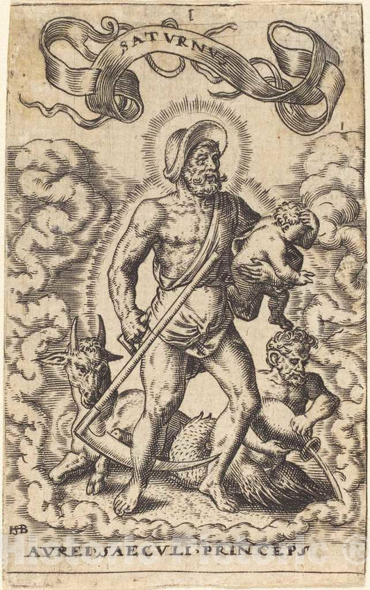 Art Print : Sebald Beham, Saturn - Vintage Wall Art