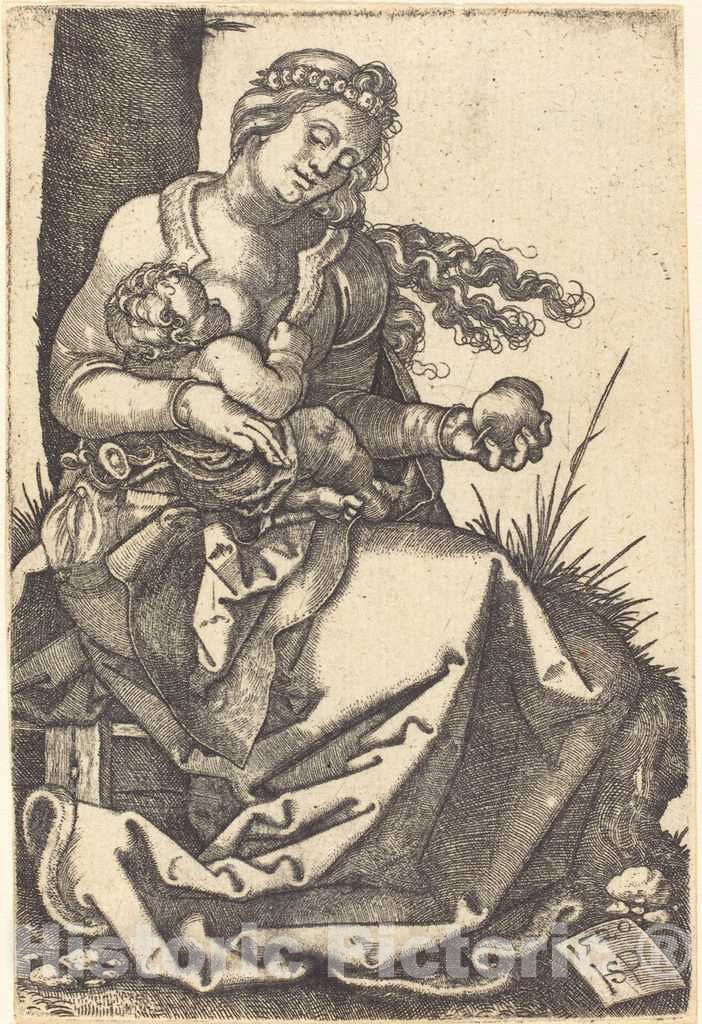 Art Print : Sebald Beham, Virgin with a Pear, 1520 - Vintage Wall Art