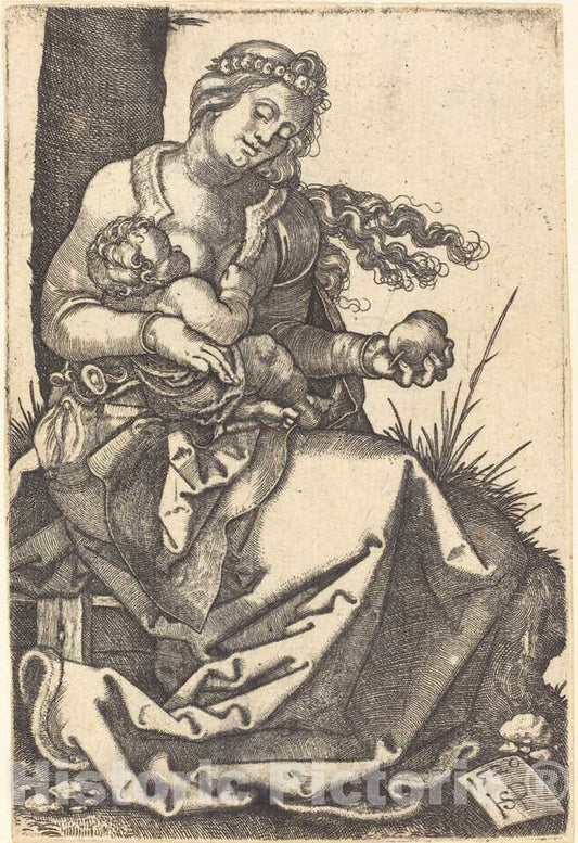 Art Print : Sebald Beham, Virgin with a Pear, 1520 - Vintage Wall Art