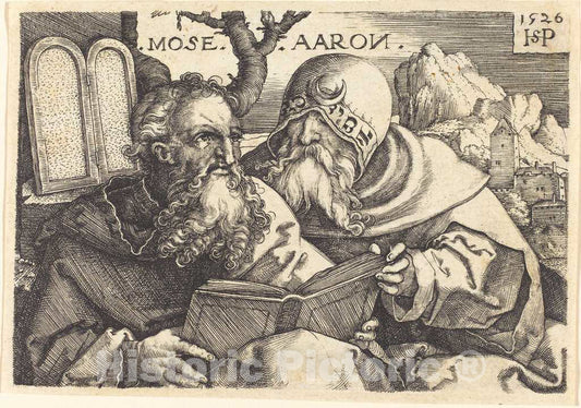 Art Print : Sebald Beham, Moses and Aaron, 1526 - Vintage Wall Art